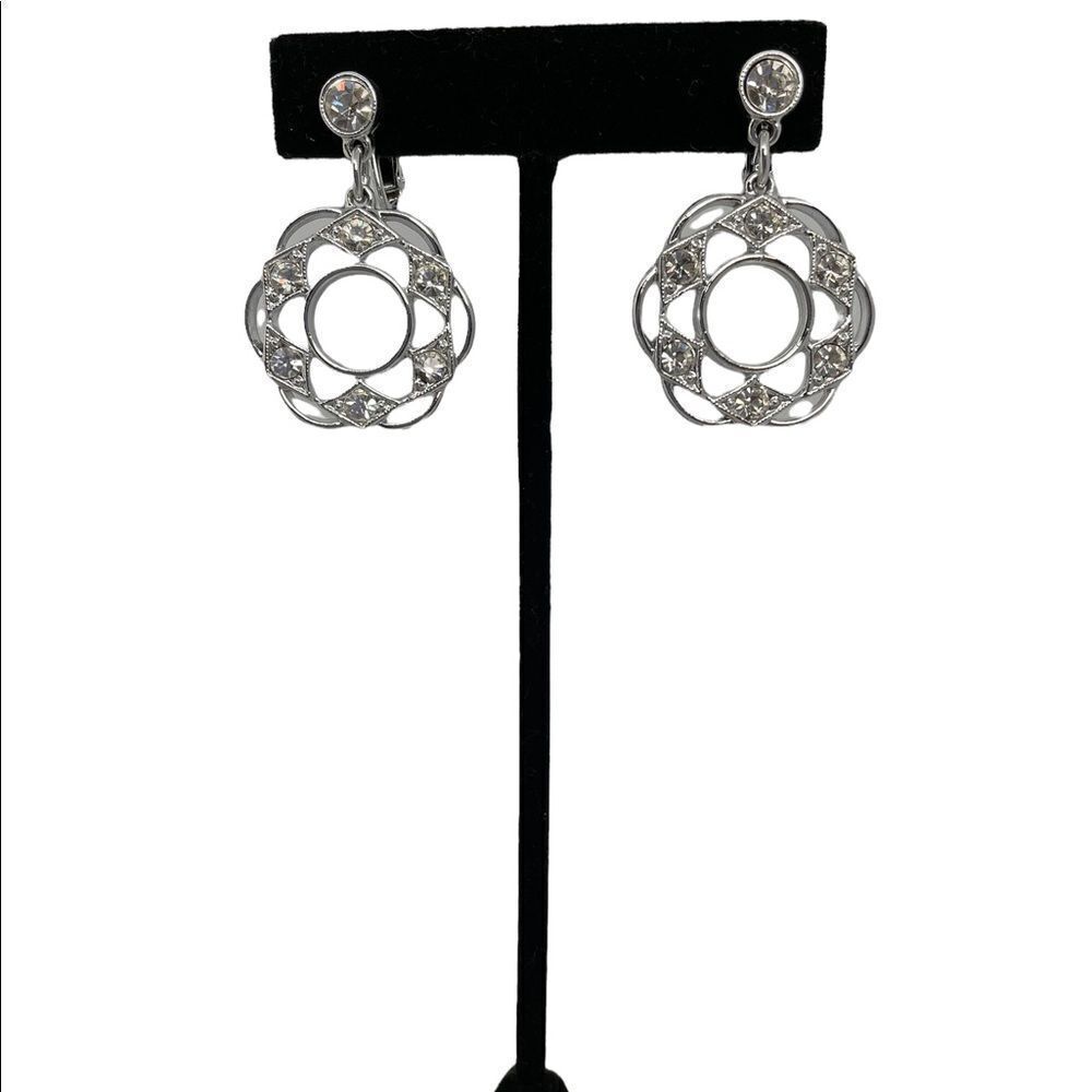 Vintage Sarah Coventry Dangling Drop Rhinestone Clip Earrings - Picture 10 of 13